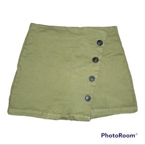 NWT Francesca’s Harper Heritage Olive Green Short Button Skirt Women’s Small